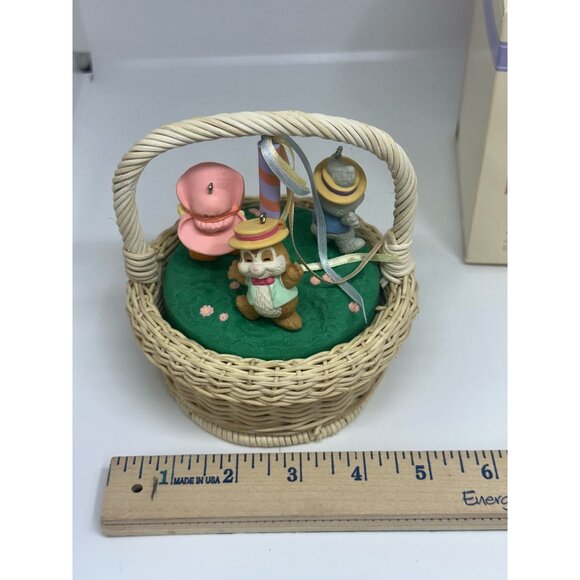 VTG 1993 Hallmark Keepsake Ornament “Maypole Stroll” with Display Basket Decor - Picture 8 of 9